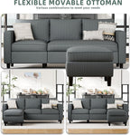 SUNLEI Small L-Shaped Sectional Couch, Modern Grey Couch - Image 4