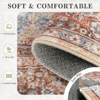 5x7 Area Rugs - Washable Vintage Retro Living Room Rug, Soft Ultra Thin Non - Image 6