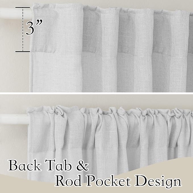 RYB HOME Sheer Curtains 102 inches, Extra Long Floor to Ceiling Curtains | Half - Image 2