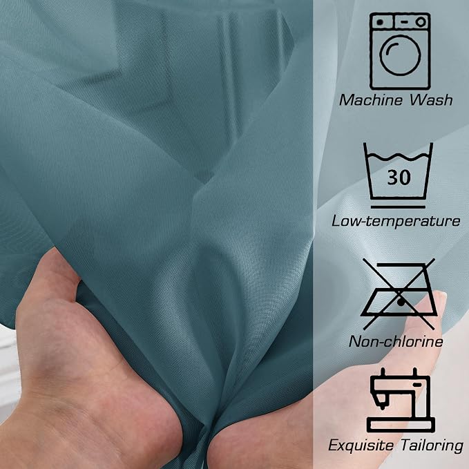 Teal Sheer Curtains 84 inches Long 2 Panels Set, Light Filtering Rod Pocket - Image 5