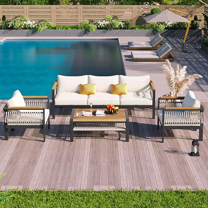 VilroCaz 4 Pieces Outdoor Sectional Sofa Set, All-Weather Patio Seating Group - Image 2
