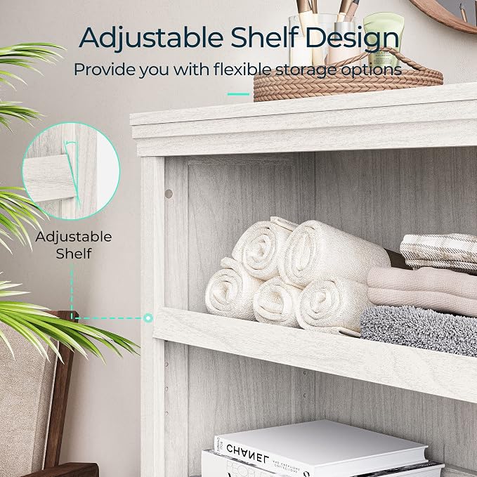 LINSY HOME 3-Tier Bookcase, Small Bookshelf Wood Display Storage Shelves - Image 6