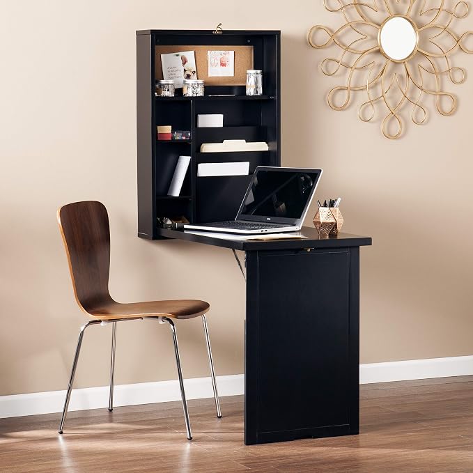 SEI Furniture - Minford Fold-out Convertible Desk - Black - Transitional Design - Image 2