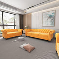 ORRD 2 Piece Living Room Set, Velvet Chesterfield Sofa Loveseat Couch by ORRD