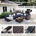 UPHA 9 Pieces Patio Furniture Sets, Wicker Outdoor Sectional Sofa Couch - Image 3