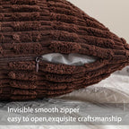 Pack of 2 Corduroy Decorative Throw Pillow Covers 18x18 Inch, Dark Brown | Fall - Image 2