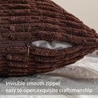 Pack of 2 Corduroy Decorative Throw Pillow Covers 12x24 Inch, Dark Brown | Fall - Image 3