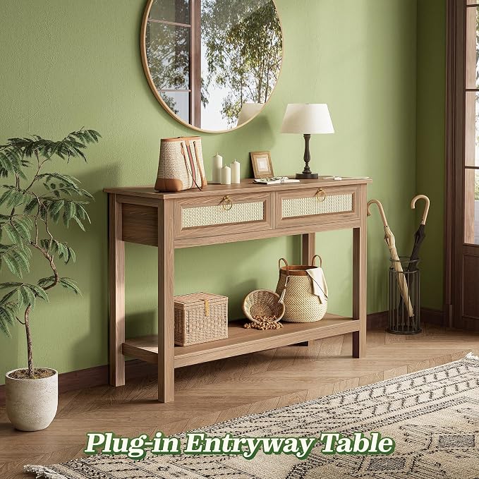SUPERJARE Rattan Console Sofa Table - Image 3