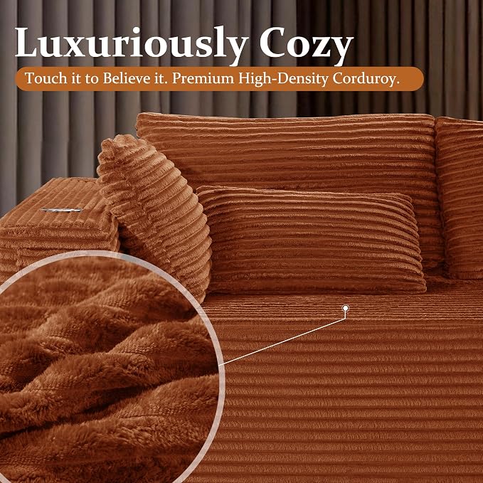 138" Cloud Sectional Couch, Comfort L Shaped Boneless Couch - Image 8