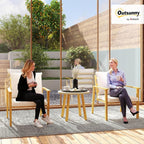 Outsunny Outdoor Bistro Set, 3 Piece Patio Set, Wood Effect Steel Round Table - Image 2