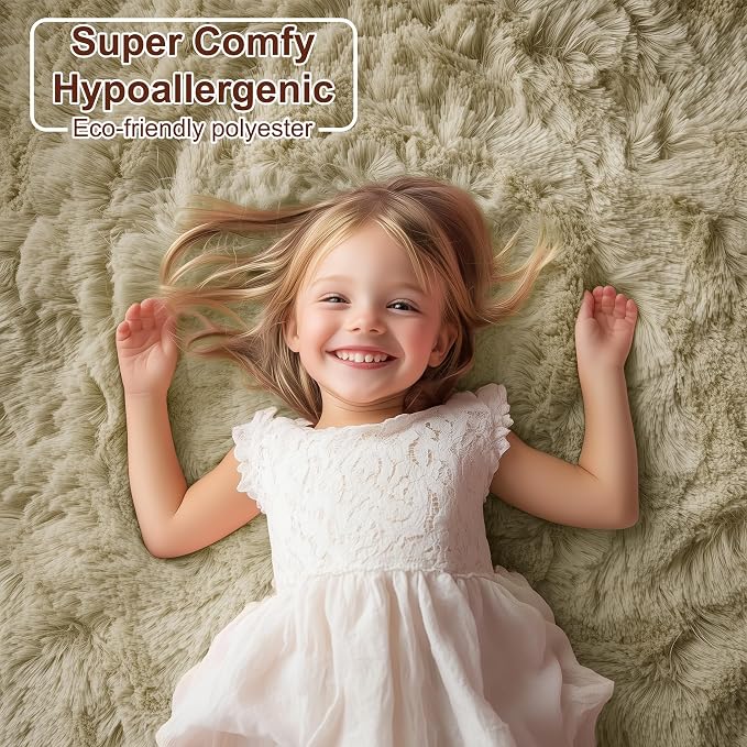 Fluffy Large Living Room 5x7 Area Rugs, Fuzzy Shaggy Rug Plush Beige Carpets | - Image 2