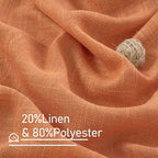 Burnt Orange Sheer Linen Curtains 80 inch Length, Light Filtering Linen Boho - Image 3