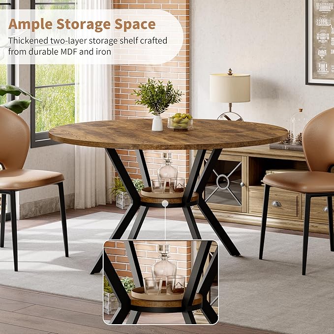 MECHYIN Round Dining Table for 2-4, 42 Inch Wood Kitchen & Dining Room Tables - Image 3
