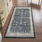 Floral Hallway Runner Rug 3x7 for Bedroom Kitchen | Rubber Backing; Non Slip; - Image 5