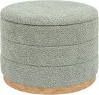 Round Storage Ottoman with Tray Lid, Folding Chenille Fabric Footrest with by ZOLANOful