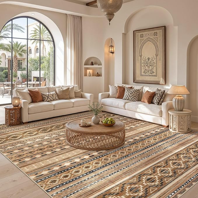 cotiled Boho 5x8 Area Rugs for Living Room: Soft Moroccan Washable Rug | Solve - Image 5