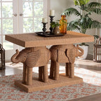 Bali & pari Elissa Bohemian Honey Rattan Elephant Console Table - Image 2
