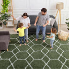 5x7 Area Rugs for Living Room Bedroom, Fluffy Olive Green and White Rug | - Image 3