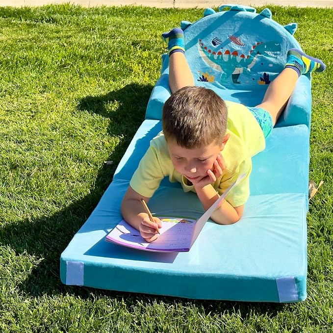 Dinosaur Kids Sofa Bed with Removable Washable Cover & Magic-Tape Backrest – - Image 5