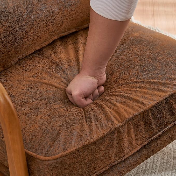 Bonnlo Microfiber Rustic Accent Chairs Set of 2, Upholstered Mid Century Modern - Image 3