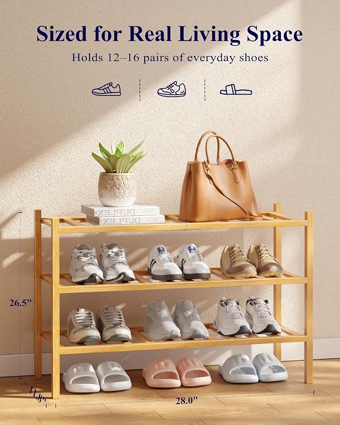 Kitsure Bamboo Wooden Shoe Rack - Image 3