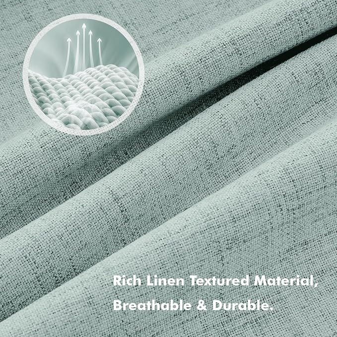 MIULEE 100% Blackout Linen Curtains 42 x 63 Inch Seafoam Green 2 Panels | - Image 3