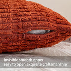 Pack of 2 Corduroy Decorative Throw Pillow Covers 18x18 Inch, Peach Red | Fall - Image 3