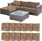 CALBODE 12Pcs Stretch Patio Cushion Cover, Bohemian Geometric Pattern | by CALBODE