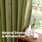 YoungsTex Green Linen Curtains 45 Inches Length, Short Window Drapes Light - Image 6
