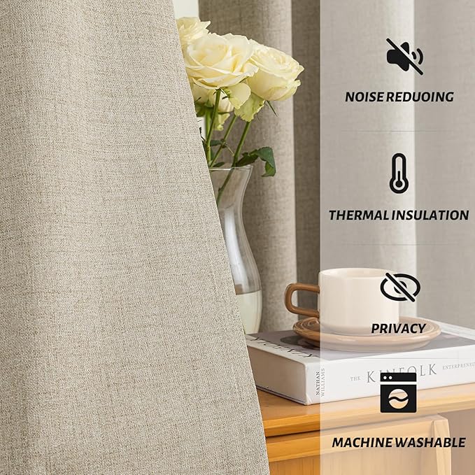 Yakamok Natural Linen Textured Curtains 63 Inches Long - Image 5