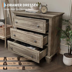 IDEALHOUSE 3 Drawer Dresser, Wooden Storage Chest of Drawers - Image 4