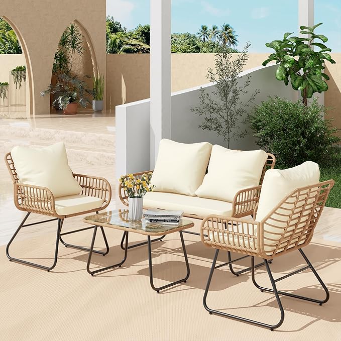 LEX CRAFT 4-Piece Wicker Outdoor Patio Furniture Set by Unknown