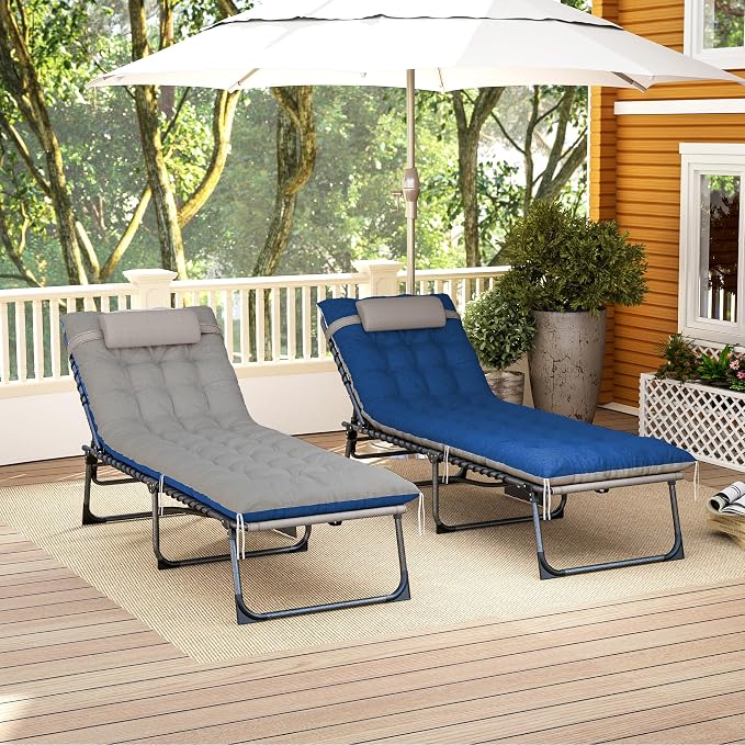 Outsunny Chaise Lounge Chair Outdoor Set of 2, 5-Position Adjustable Outdoor - Image 9