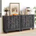 weselon Accent Cabinet Set of 2, Classic Carved Buffet Cabinet Storage Sideboard by WelcometoFurnitureSalon