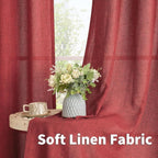 YoungsTex Burgundy Red Linen Curtains 63 Inch Length 2 Panels - Image 6