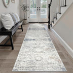 Soalmost Runner Rug 2x8 Washable Hallway Kitchen Runners Blue/Ivory | Non-Slip by Soalmost