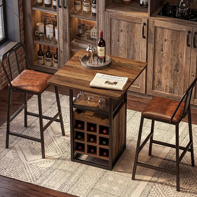 LITTLE TREE Square Bar Table, Wine Bar Cabinet - Image 3