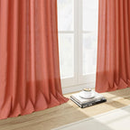 Coral Linen Curtains 108 Inches Long 2 Panels Set Back Tab Loop Pocket Light - Image 6