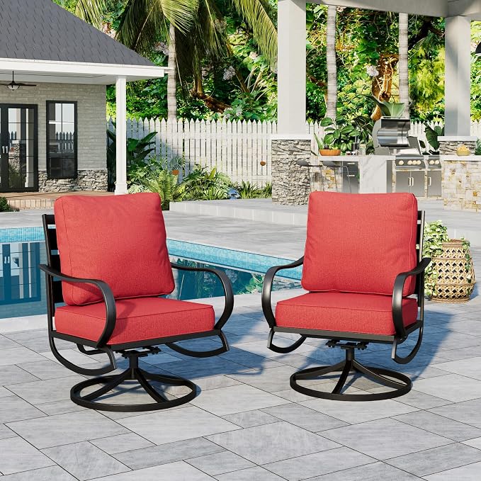 Sophia & William 2 Pieces Patio Furniture Sets Metal Sofa Chairs Patio Cushion - Image 6