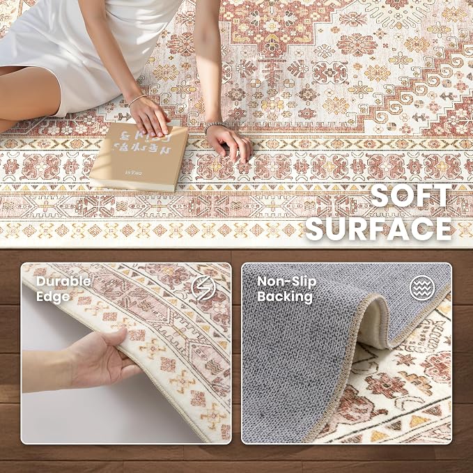 5x7 Area Rugs for Living Room, Large Washable Rug, Dining Room, Low Pile - Image 6
