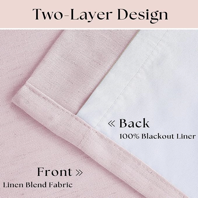 Light Pink Pinch Pleated Linen Blackout Curtains 90 Inches Long - Image 4