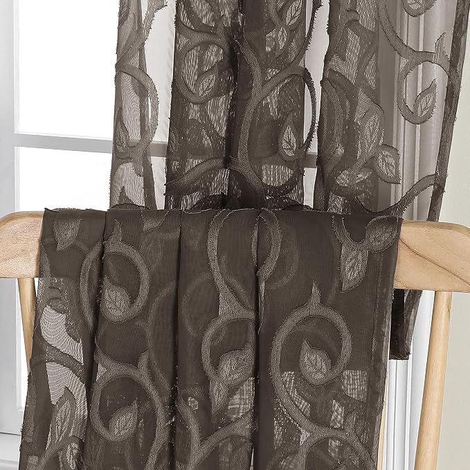 Furman Cafe Curtains 30 Inch Length 2 Panels Set, Elegant Geometric Jacquard - Image 6