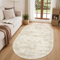 3x5 Oval Rug for Bedroom, Washable Area Rug, Living Room, Neutral Rug, Stain by Restydon
