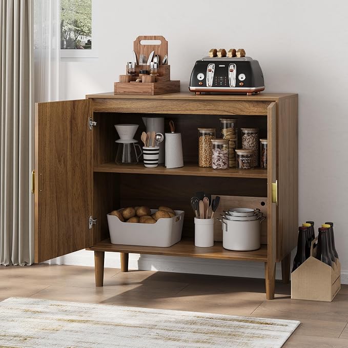 Modern Sideboard Storage Cabinet: Geometric Pattern Wooden Buffet - Image 4