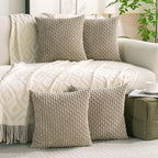 Set of 4 Taupe Decorative Throw Pillow Covers 18x18 Inch Corduroy Pillow Covers - Image 9