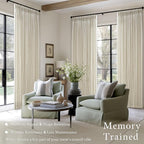 Beige Linen Pleated Light Filtering Curtains - Image 2