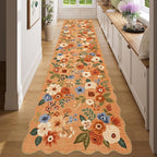 DUKINO 2x8 Washable Runner Rug, Floral Non Slip Kitchen Runner Rug, Soft Throw - Image 5