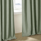 Sage Green Pinch Pleated Linen Semi Sheer Curtains 45 Inch Length 2 Panels | - Image 7