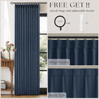 105 Inch Pinch Pleated Blackout Memory Trained Linen Curtains - Image 5