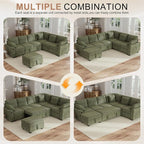 Hanherry Sectional Couch with Pull Out Sofa Bed, Corduroy Sleeper Sofa with - Image 7
